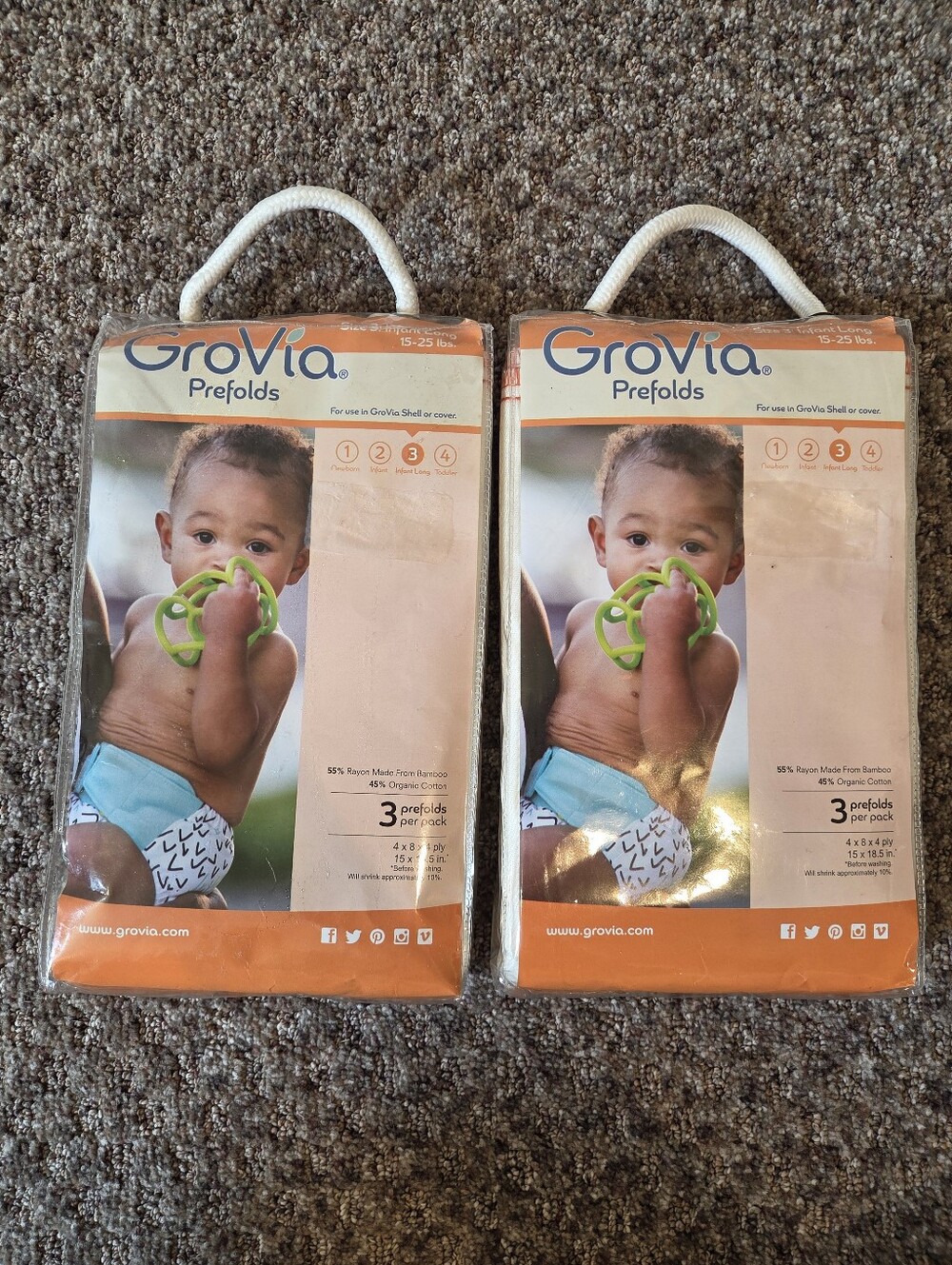 NWT GroVia Prefolds Baby Cloth Diaper - Size 3 (15lbs-25lbs)